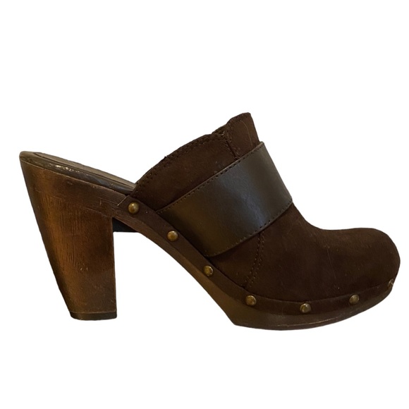 APT. 9 Dark Brown Suede with Buckle High Heel Mules Ladies 9.5 - Picture 5 of 10